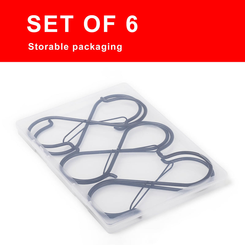 [Australia - AusPower] - 6 Pack 5 Inch S Hooks for Hanging, Heavy Duty S Hooks with Safety Buckle, S Shape Hooks for Hanging Kitchen Utensils, Pots and Pans, Cups, Plants, Clothes and Bags, Black 6 Pack 
