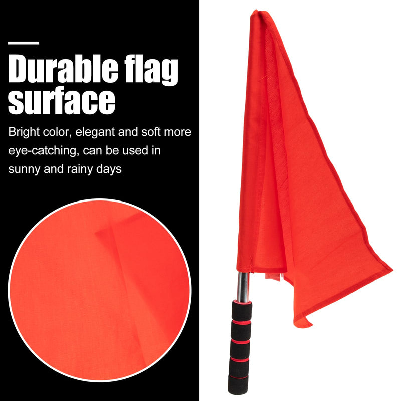 [Australia - AusPower] - Happyyami Track and Field Training Flag: 2pcs Red Referee Warning Flag Traffic Flags Linesman Flags Flag with Stainless Steel Pole Stick for Soccer 