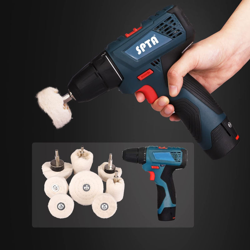 [Australia - AusPower] - Polishing Disc for Drill, SPTA Polishing Attachment Cordless Screwdriver – Includes High-Quality Hex Shank – Gentle Polishing Wheels for Drill – 8-Piece Polishing Attachment -PMMIX001 