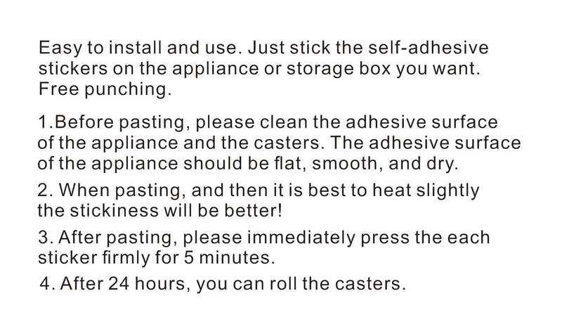 [Australia - AusPower] - Self Adhesive Caster Wheels Set for Trash Can, Storage Box (4PCS, 1.5") 