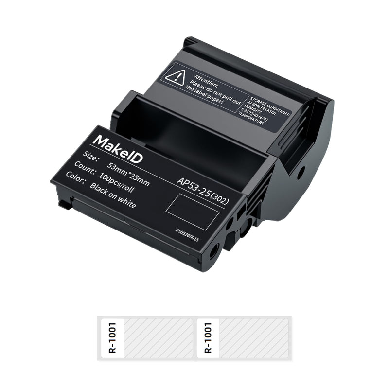 MakeID EP53 Labels, Self-Laminating Wire Wrap for Electrical&Datacom Cable, Integrated PE Labels with Ribbon Cartridge for EP53 Portable Industrial Label Maker 1 in H x 2 in W(100pcs)