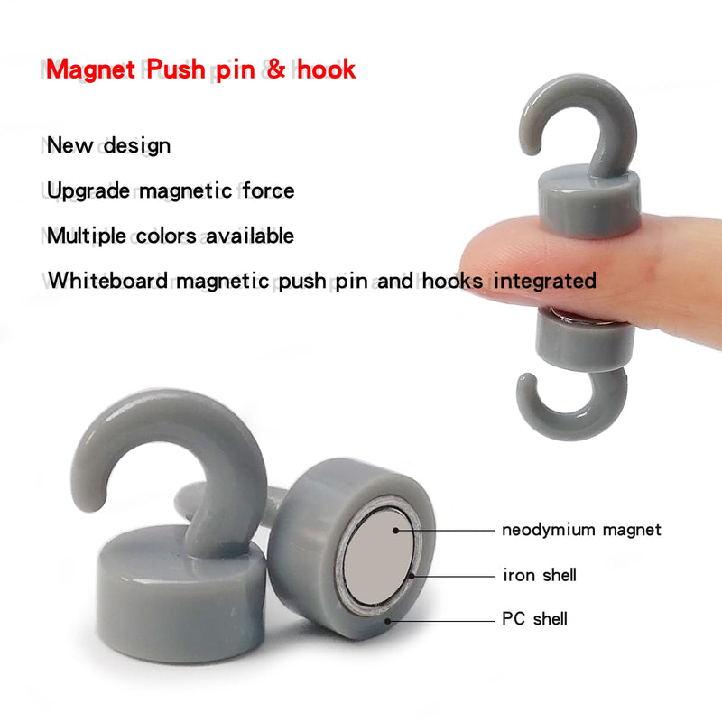 [Australia - AusPower] - 12 Pcs Mini Magnetic Hooks Black Small Magnet Cute Hook 8Lbs 12 Pack 
