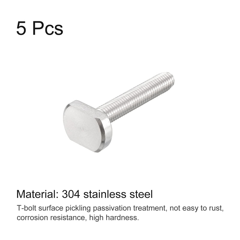 [Australia - AusPower] - uxcell T-Slot Bolts, 5pcs M10x60mm T Slot Drop-in Stud Sliding Bolts 304 Stainless Steel T Shape Screws for T Track 60mm 5 