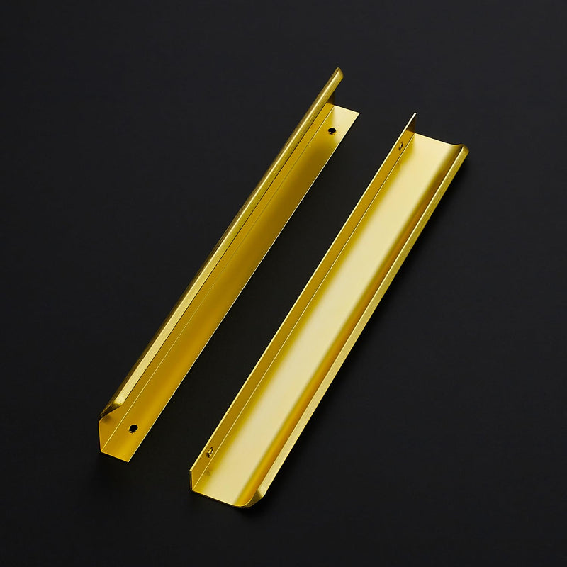 Ravinte 10 Pack Finger Pulls for Cabinets 256mm/10in Hole Center Tab Cabinet Handle Gold Finger Edge Pulls Concealed Handles for Kitchen Drawer Finger Cabinet Pulls 300mm/11.81" Length 256mm/10" Hole Center