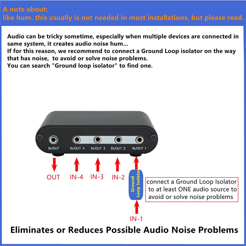 [Australia - AusPower] - 4-Way 3.5mm Stereo Audio Switch Input Signal Source Switcher Selector Splitter Box with line Volume Controller (4 in 1 Out / 1 in 4 Out) -MC41 4-port 3.5mm Switch with volume 