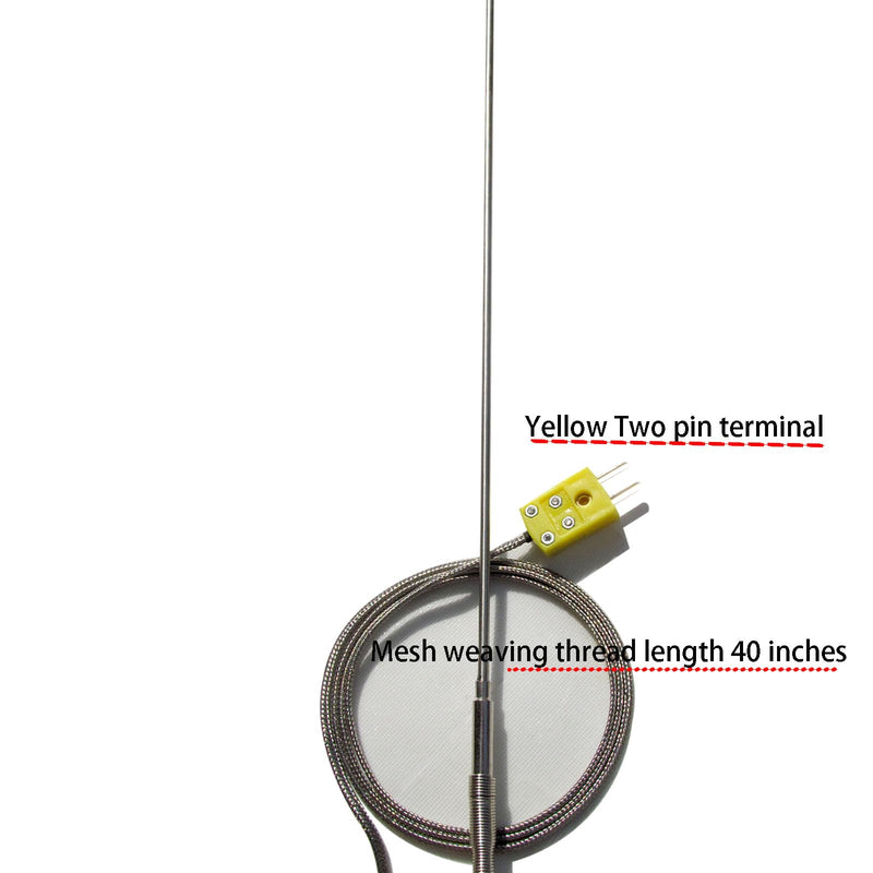 [Australia - AusPower] - K-Type Thermocouple Probe TL1916SL -50°F~1100°F Range Ultra-Thin 0.06in x 40in Long High Temp Sensor for Furnace Lab, Automotive Cooking 