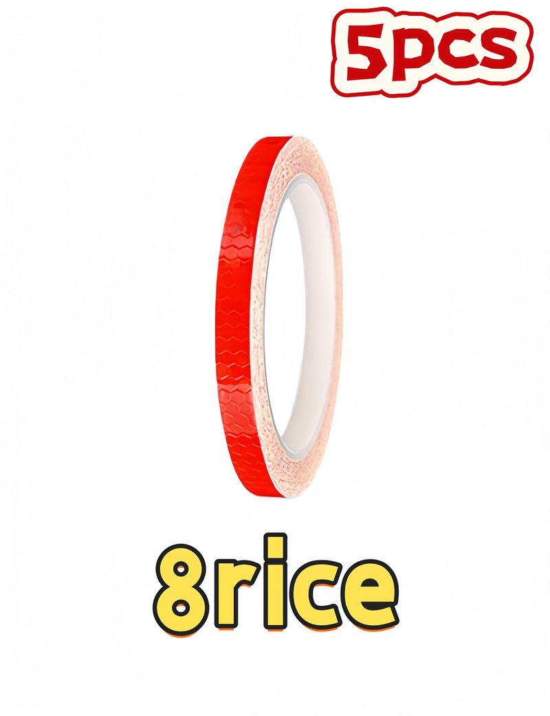 5 Pcs Reflective Tape Outdoor, Waterproof Reflective Tape & Rainbow Tail Light Tape, Bike Reflectors Warning Decals, Bicycle Rim Reflective Decals for Bike Motorcycle Trailer