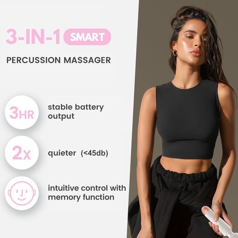 [Australia - AusPower] - Niclove The Upgraded 3-in-1 Personal Massager – 3H Powerful Vibration, Quiet & Waterproof – 20 Modes 8 Speeds Muscle Therapy Stick for Deep Tissue, Sports Recovery, Cordless & Travel Friendly (Pink) Pink 