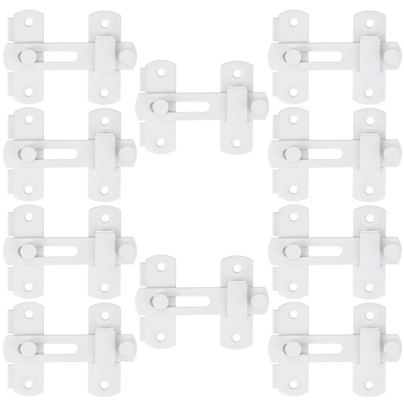 INIRET 10 Packs Barn Door Latches， White Stainless Steel barn gate flip Door Latch Bi-fold Door Lock,Sliding Door Antique Lock Gate Latches Wine Cabinet Closet Door Latches(White)