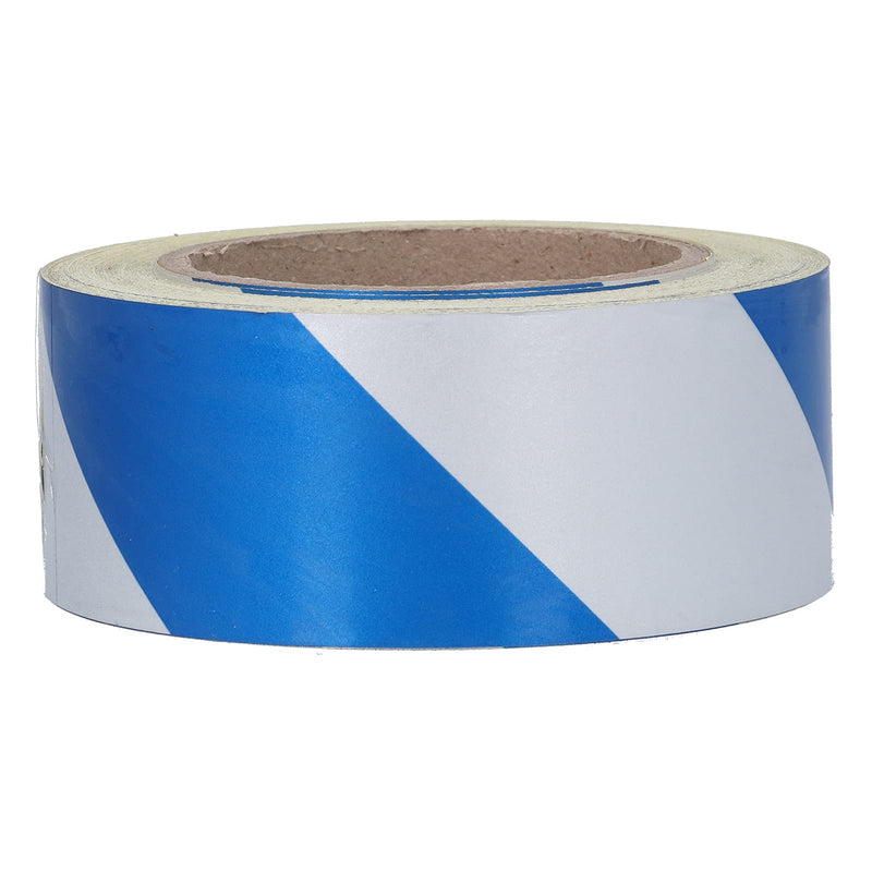 Reflective Safety Warning Tape Blue White Striped Hazard Marking Tapes for Highways Construction Equipment Factories PET 5cm x 30m
