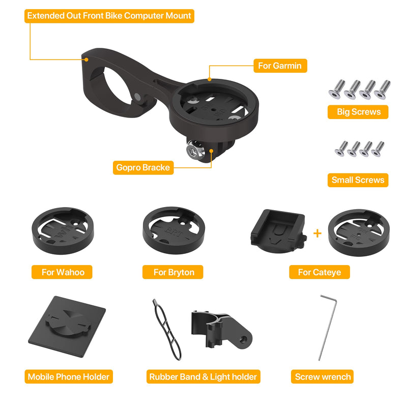 [Australia - AusPower] - Bike Computer Mount For Aero Bars - Aero Bar Bike Computer Mount For Garmin Edge, Aero Bar Computer Mount Compatible with Garmin GPS Bike Computer, Wahoo, Bryton, Cateye, GoPro Full Range & Flashlight Black 