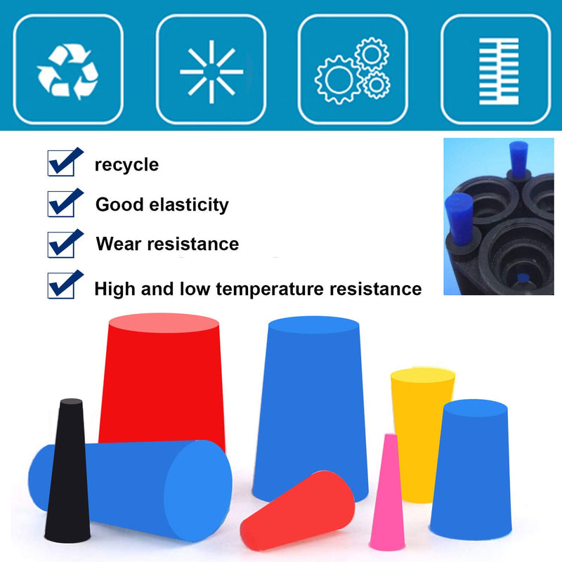 [Australia - AusPower] - smseace 40Pack 8-Sizes Silicone Rubber Tapered Plug Kit 1/16" to 3/4" High Temp Silicone Rubber Plug for Coating, Hole Plugs, Painting Protection silicone rubber stopper plug lab rubber stoppers 