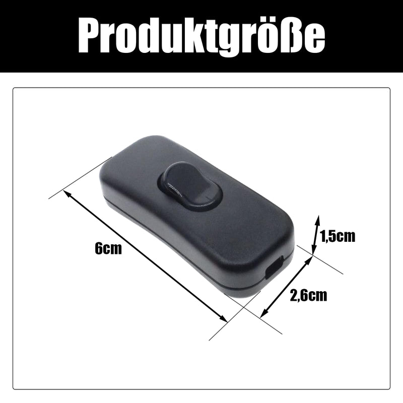 Powice Intermediate Switch, Cord Switch, 230 V, Cable Switch, Suitable for 2 and 3-Core Power Cords and Small Appliances or Lights Toggle Switch, Black 1 pc.