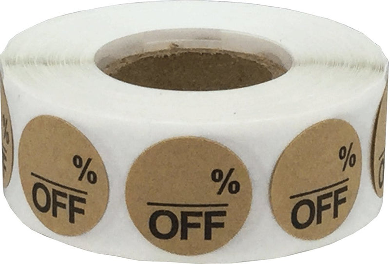 Natural Kraft Blank% Percent Off Stickers for Retail 0.75 Inch 500 Adhesive Labels Natural Kraft Blank