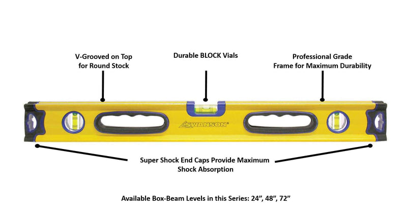 [Australia - AusPower] - Swanson Tool BBL240 24-Inch Box Beam Level (Yellow) Square 24" (inches) 