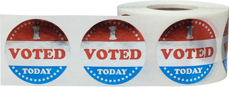 Metallic Silver I Voted Today Stickers, 1.5 Inch Round Adhesive, 500 Labels per Roll - Eye-Catching Voting Labels for Election Events and Polling Stations