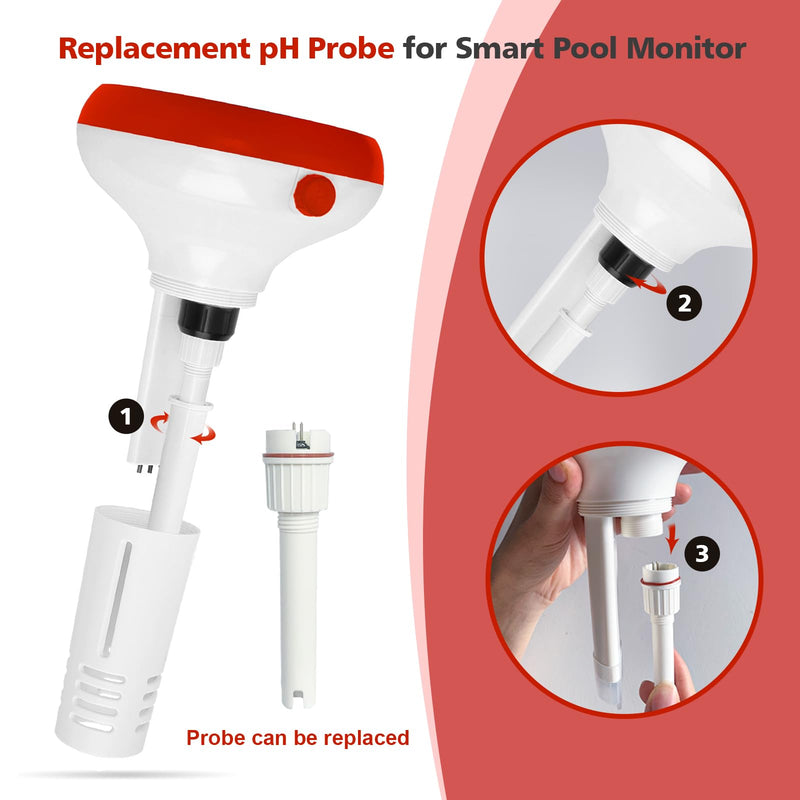 [Australia - AusPower] - YINMIK Replacement pH Probe for 7 in 1 Smart Pool Monitor, 5 in 1 Saltwater Pool Monitor, Replaceable pH Electrode for YK-S03 