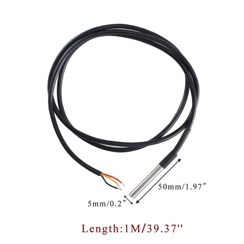 [Australia - AusPower] - 10 Pieces of DS18B20 Temperature Sensor Temperature Probes in Stainless Steel Packaging, Waterproof, 1M. 