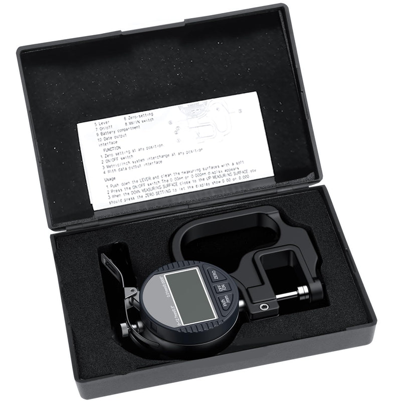 [Australia - AusPower] - Digital Thickness Gauge 0-12.7mm/0.5" | 0.01mm/0.0005", Thickness Meter Precise Electronic Micrometer with LCD Display, Suitable for Paper/Film/Leather/Wire Thickness Gauge-Black 