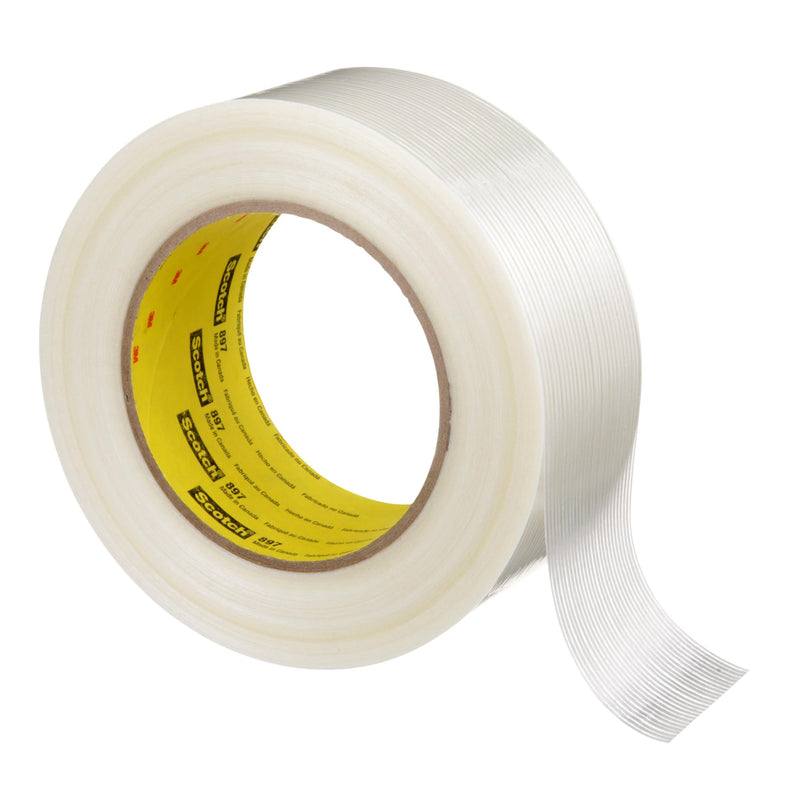 3M Scotch 897 Filament Tape, 170 lbs/in Tensile Strength, 55m Length x 24mm Width, Clear