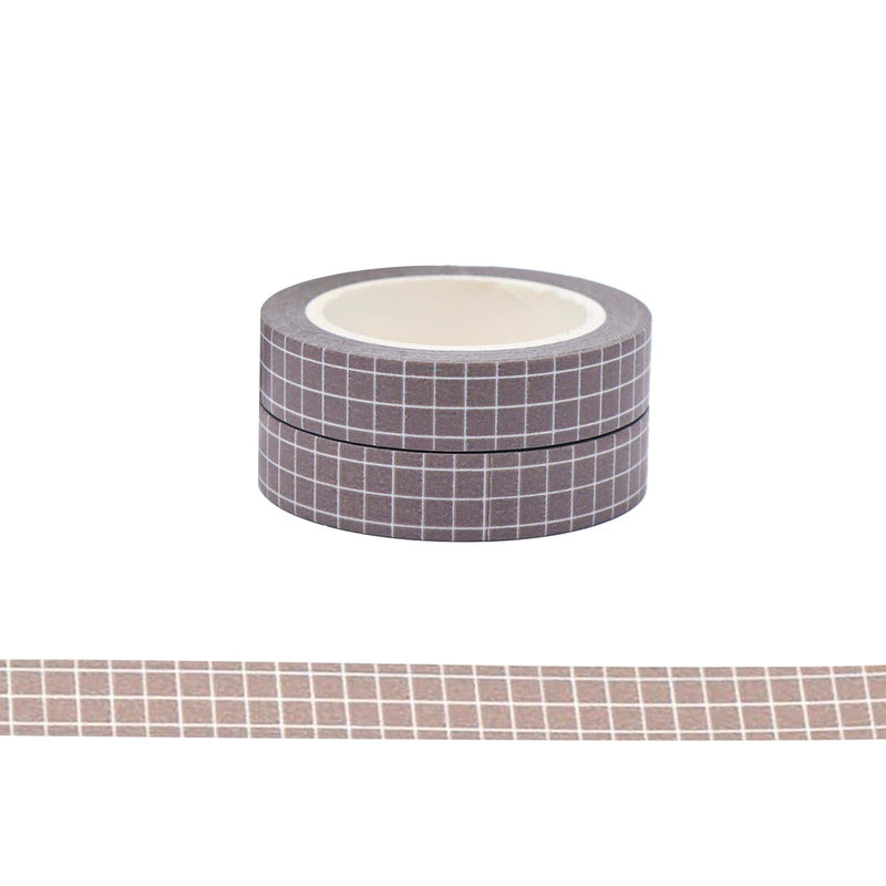 NatSumeBasics 2 Pack Brown Grid Washi Tape, 0.4" Decorative Tape