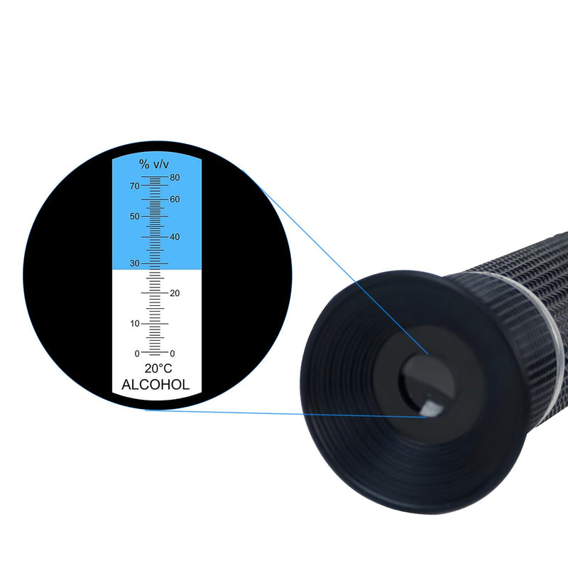 [Australia - AusPower] - Alcohol Refractometer with ATC,Range 0-80% v/v. Alcohol Content Measurement Tool Tester for Alcohol Liquor Production, Ethanol with Water Winemaker 