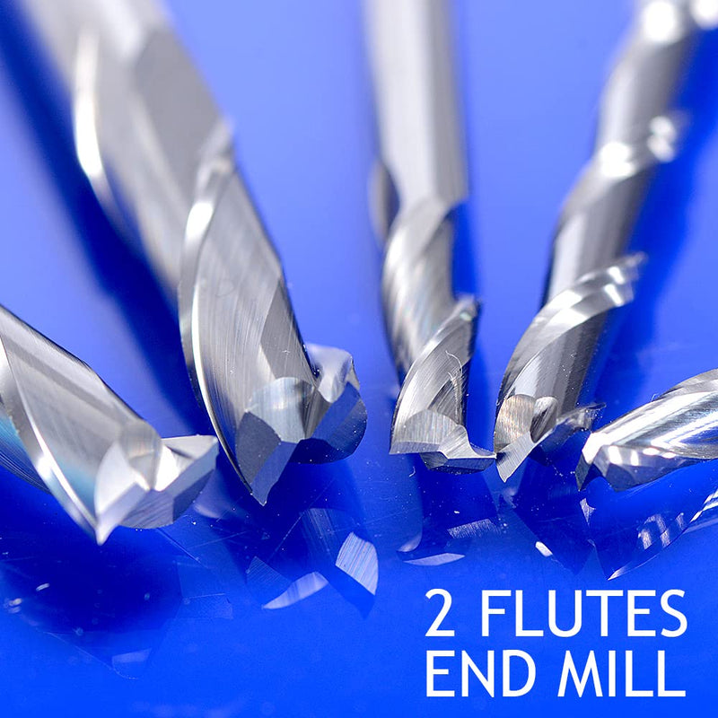 [Australia - AusPower] - EU_HOZLY 3.175X1.5X12mm Two Flutes Solid Carbide Micro End Milling Cutters CNC Wood Engraving Tools Spiral Router Bits Pack of 10 