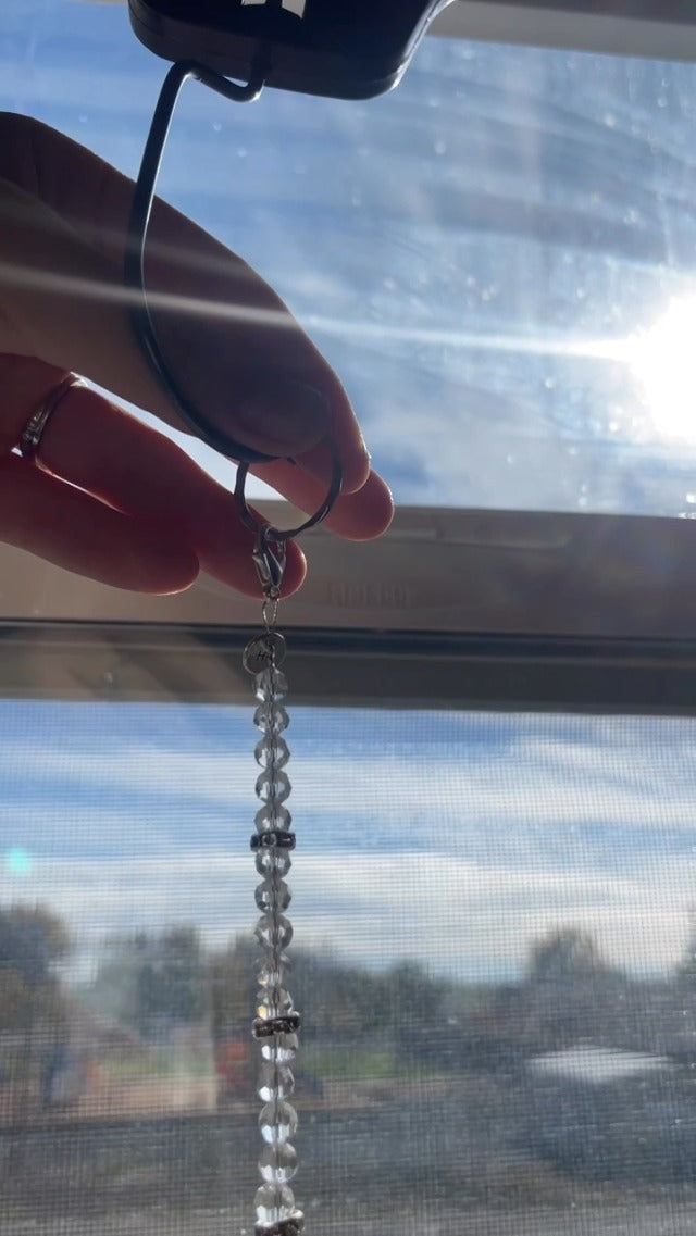 Hidden Hollow Beads Crystal Suncatcher Rear View Mirror 30mm Hanging Ornament Rhinestone Beaded Design Indoor Window & Home Décor (1 38mm Icicle Crystal) 1 38mm Icicle Crystal