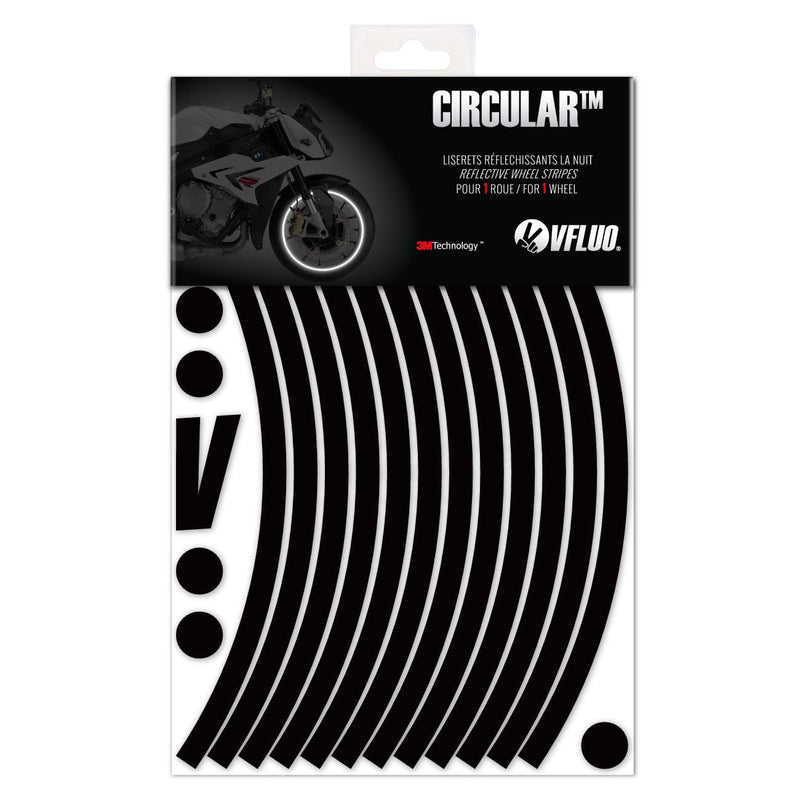 VFLUO - Motorcycle Reflective Wheel Stripes kit, 1 Wheel Rim Stickers Pack, 3M Technology™ - High lateral Visibility, Discreet and Design, Easy Installation