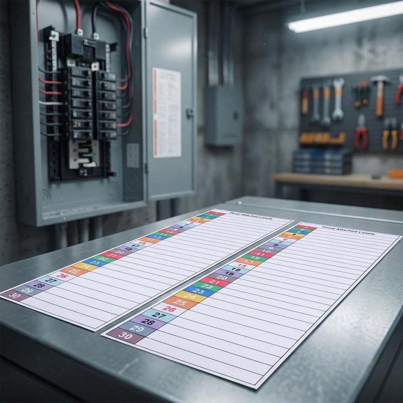 Waterproof Electrical Box Labels Stickers, 8 Sheets (4 Large + 4 Small), Self-Adhesive Breaker Panel Identification for Outdoor and Indoor Electrical Control Panels