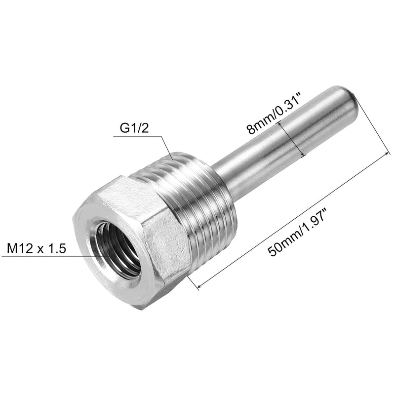 [Australia - AusPower] - uxcell 8mm Dia G1/2 Thermowell Weldless Stainless Steel 304 with Cable Gland 50mm Length for Beer Fermenter, Black 