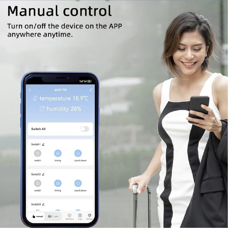 [Australia - AusPower] - Smart 4 Channel 10A Zigbee Relay Temperature and Humidity Controller for Reptile/Hatch/Storage/Farm, USB & AC 85-250V Powered, Tuya App Remote Control 