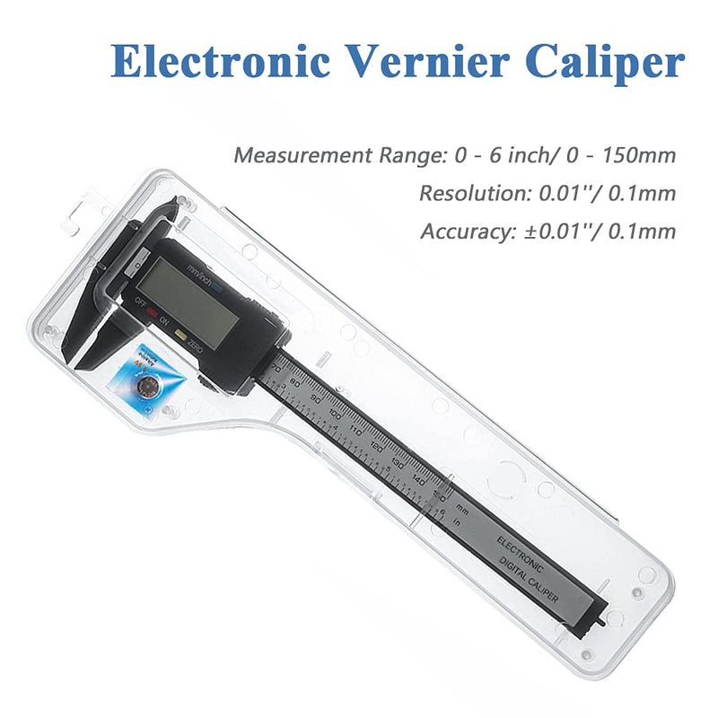 [Australia - AusPower] - Mesee Digital Caliper, 150mm Accuracy LCD Digital Caliper Gauge Carbon Fiber Electronic Micrometer Ruler Measuring Tool for Length Width Depth Inner Diameter and Outer Diameter 