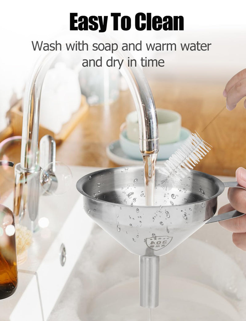 [Australia - AusPower] - Resin Funnel, Resin Filter Funnel with Strainer 3D Printer Stainless Steel Resin Funnel for Filtering and Recycling UV SLA/DLP/LCD Photosensitive Resin, with Cleaning Brush 