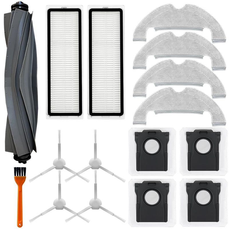 [Australia - AusPower] - D10 Plus gen 2 Replacement Parts Accessories Compatible with Dreame D10 Plus Gen 2 Robot Vacuum Cleaner, Including 1 Main Brush, 2 Hepa Filters, 4 Mop Pads, 4 Edge-Sweeping Brushes, 4 Dust Bag 