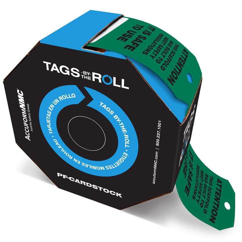 [Australia - AusPower] - 100 Scaffolding Tags by-The-Roll, Attention - Scaffold is Safe to Use, US Made OSHA Compliant Scaffold Tags, Waterproof PF-Cardstock, Resists Tears, 6.25"x3", TAR711 100 Tags 