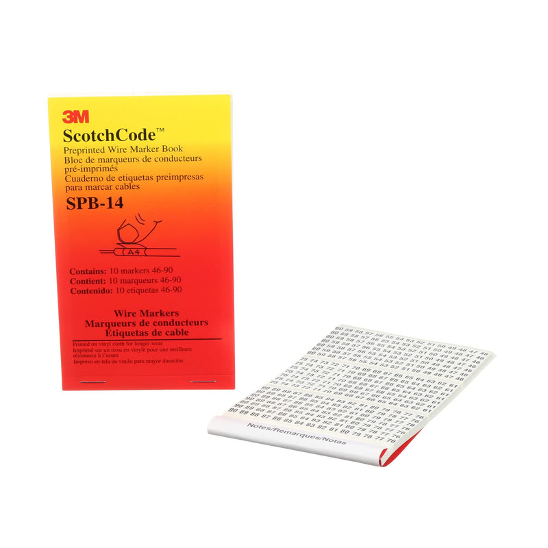 3M Pre-Printed Wire Marker Book SPB-14, Black Print on White Background, 1 Book