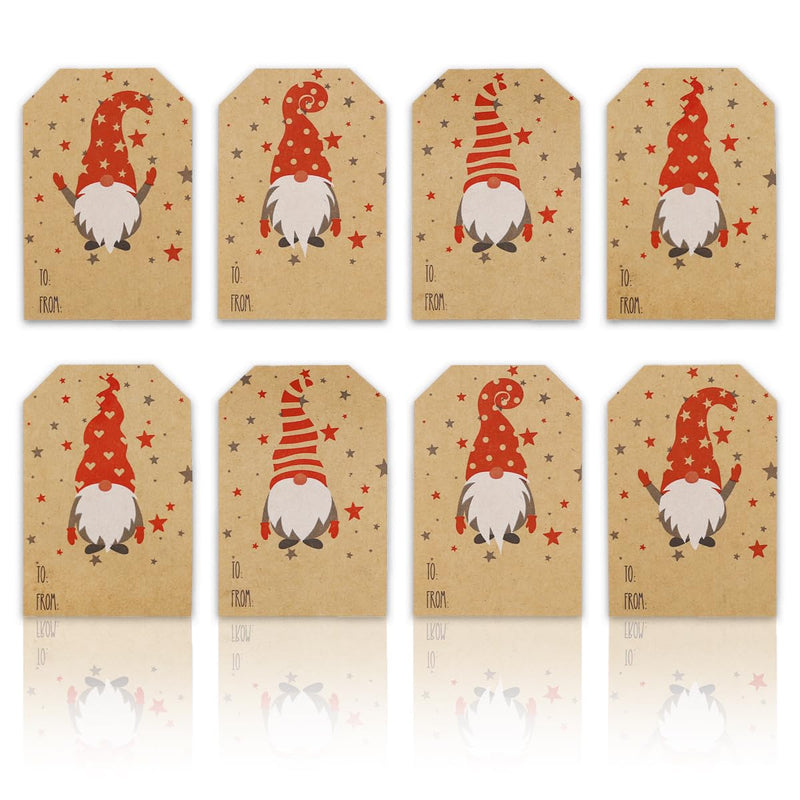 It’s A Gnome Christmas Gift Tag Stickers – 2 x 3 Inch Holiday Labels with Whimsical Gnome Designs – 25 Brown Kraft Adhesive Tags, Eco-Friendly, Made in USA