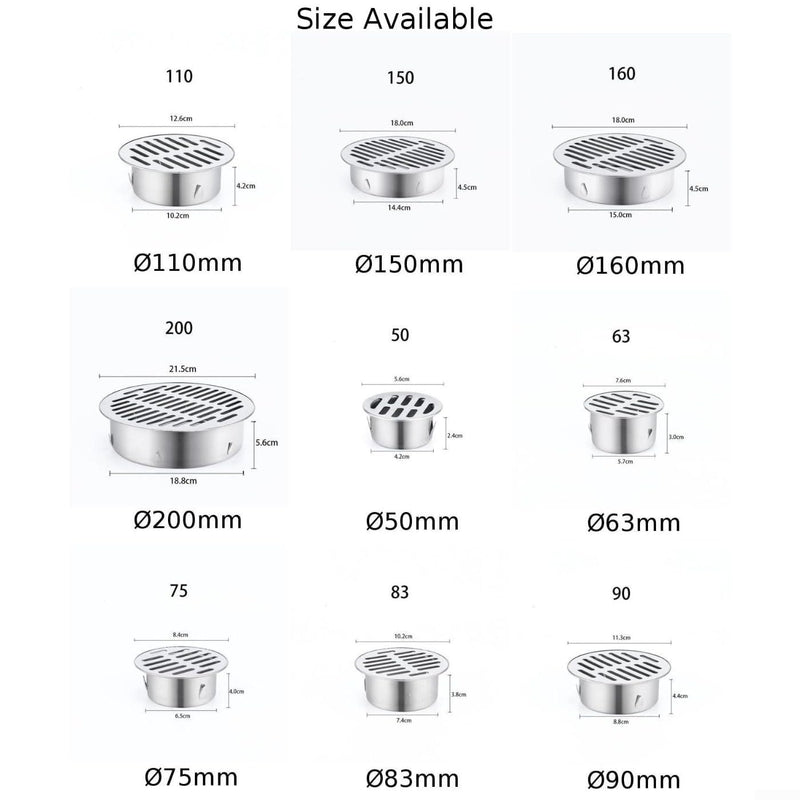 Round Stainless Steel Floor Drain, Metal Steel Drain Grid, Anti-Clogging Shower Drain Filter, DIY Tools for Balcony, Patio, Garden (Ø75mm) Ø75mm