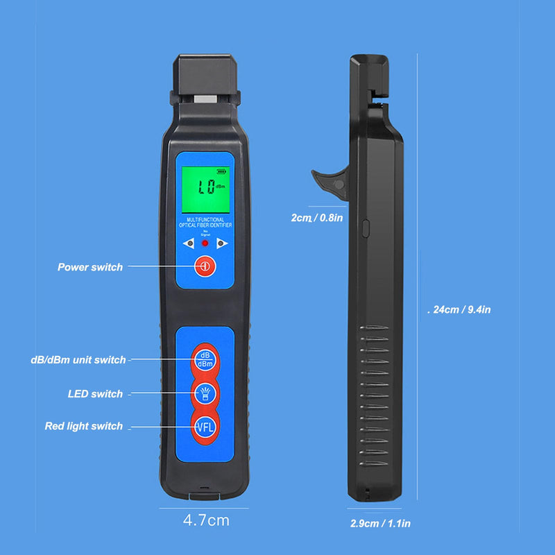 [Australia - AusPower] - Optical Fiber Identifier, Optic Dominant Traffic Detector, 10km Range Fiber Detector with VFL Red Light Source, Handheld Fiber Optic Identifier Cable Tester 