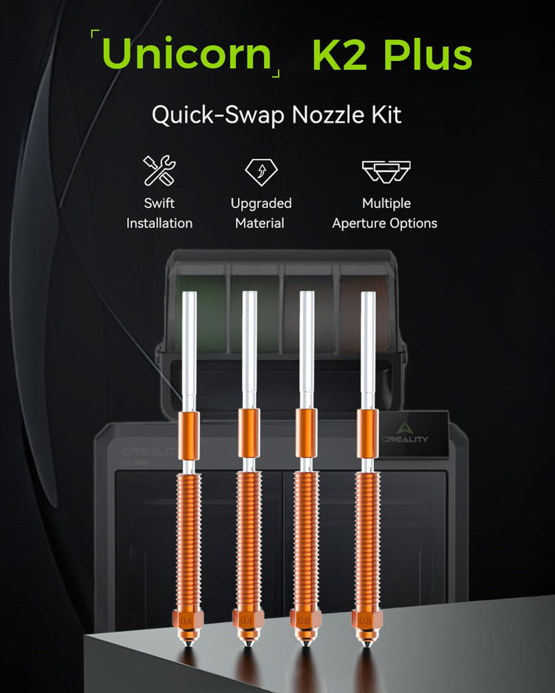 Creality Official K2 Plus Nozzles, 0.4/0.6/0.8mm 4PCS Quick-Swap 3D Printer Hotend Nozzle Kit, Copper Alloy and Hardened Steel, 3D Printer Accessories for K2 Plus, K2, K2 Pro, Creality Hi 4PCS 0.4/0.6/0.8mm