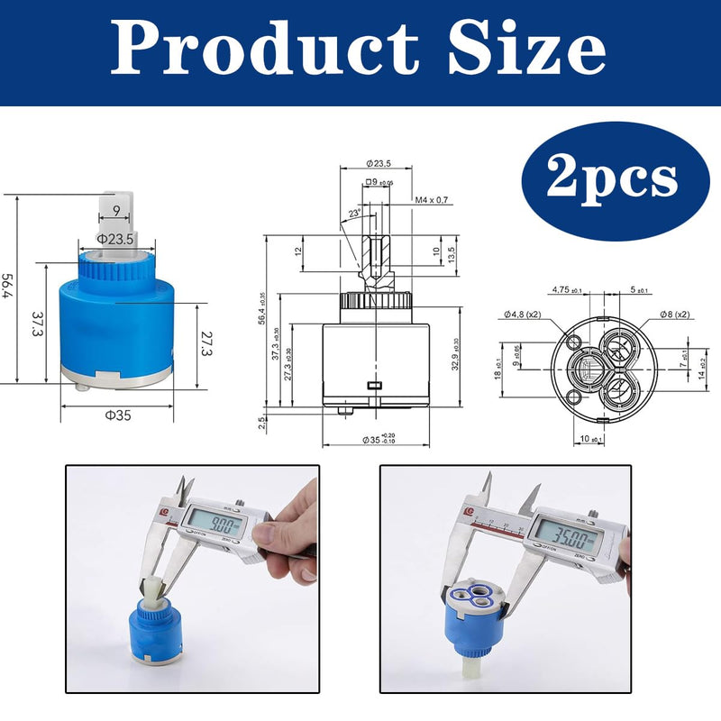 [Australia - AusPower] - Ceramic Cartridge 35 mm, Fittings Replacement Parts Cartridge, Mixer Tap Cartridge, Ceramic Tap Cartridge, Inner Tap Cartridge for Tap Bathroom, Kitchen Tap (Blue) Blue 