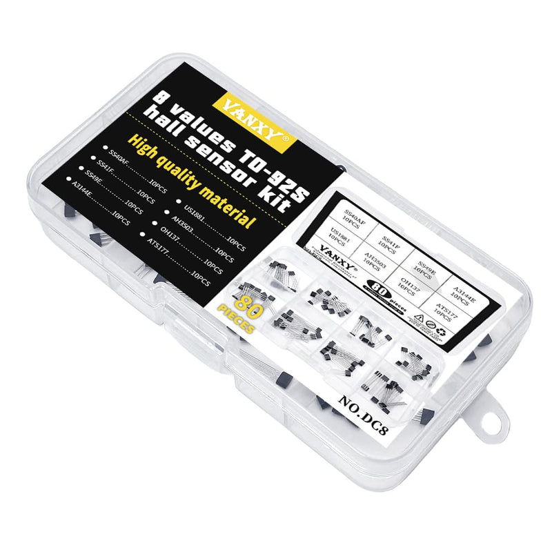 [Australia - AusPower] - 8Values*10Pcs=80Pcs Hall Sensor Kits SS40AF SS41F SS49E 40AF 41F 49E A3144E OH41F SS40 SS41 SS49 3144E U18 US1881 AH3503 OH137 ATS177 TO-92 Linear Switch 