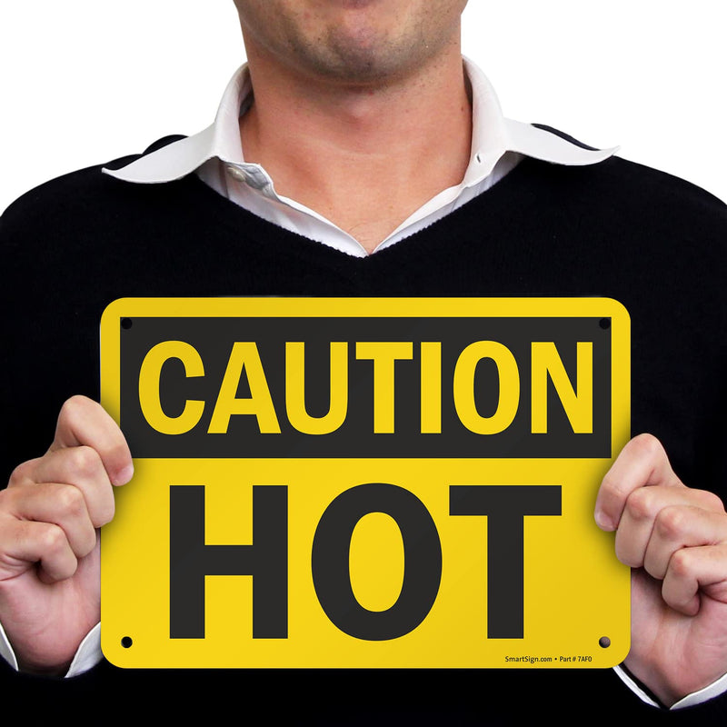SmartSign - U9-1780-NA_7x10 "Caution - Hot" Sign | 7" x 10" Aluminum Black on Yellow