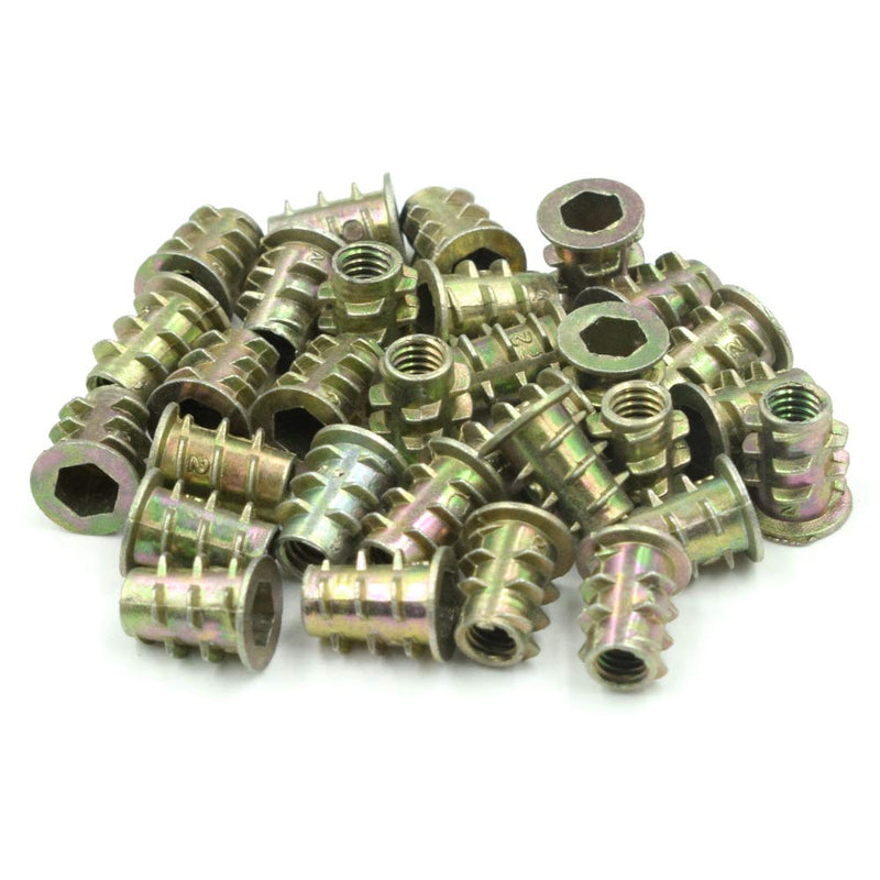 [Australia - AusPower] - 30 Pcs M4x10mm Threaded Insert Nuts Zinc Alloy Hex Socket M4 Internal Threads Furniture Screw for Wood M4*10 