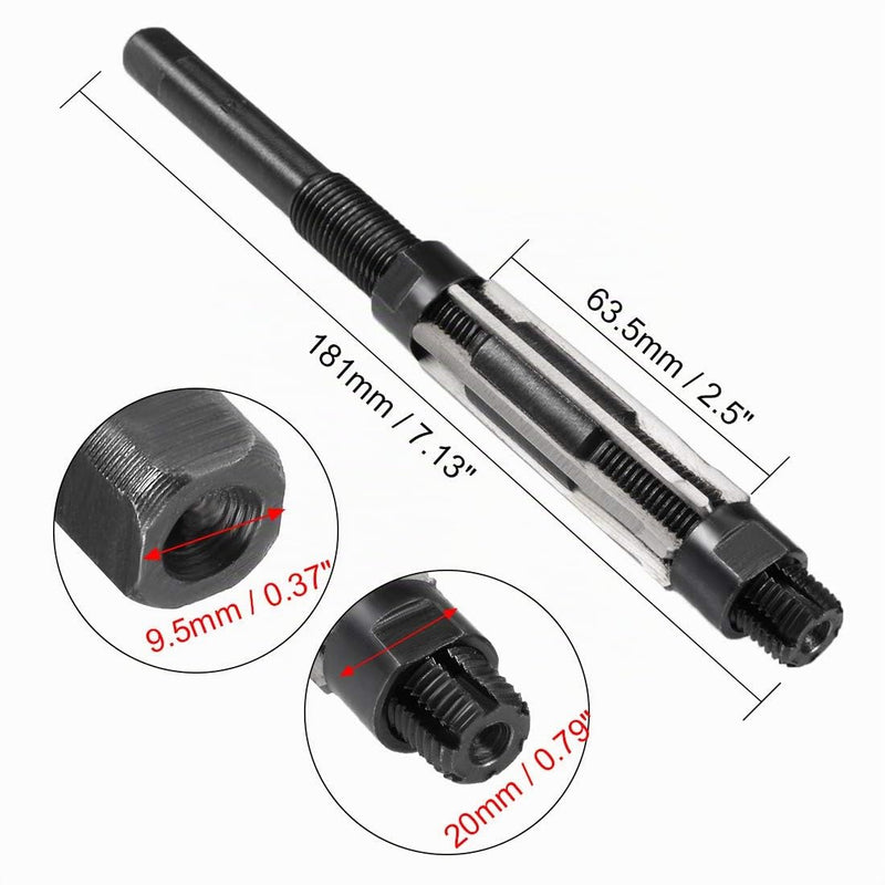 sourcing map 19-21mm Adjustable Hand Reamer 6 Straight Groove Cutter | HSS H8