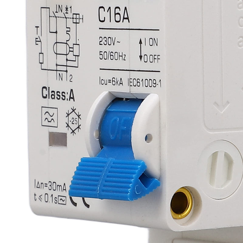 [Australia - AusPower] - Fi Circuit Breaker AC 230 V 30 mA C16 1P+N Circuit Breaker Hat Rail Leakage Protection Overload Protection Residual Current Device FI/LS Switch Circuit Breaker 16A 
