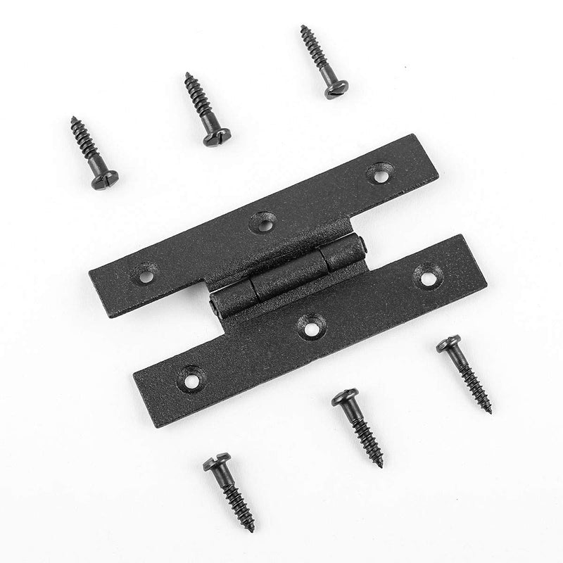Renovators Supply Manufacturing Cabinet Hinge 3.5 in. Black Wrought Iron H Hinge with 1/4 in. Offset, Rust Resistant Hinge for Kitchen Cabinets with Hardware Pack of 2