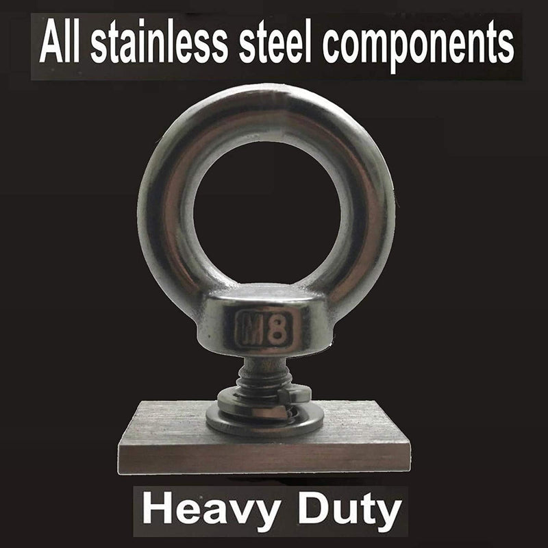 [Australia - AusPower] - Pmsanzay 4 Pack Heavy Duty Eye Bolt, Stainless Steel - M8 Eye Nuts, Track Mount Tie Down Eyelet to Hold Your Bungee Cord or Ropes Anchoring, Anchoring kit 