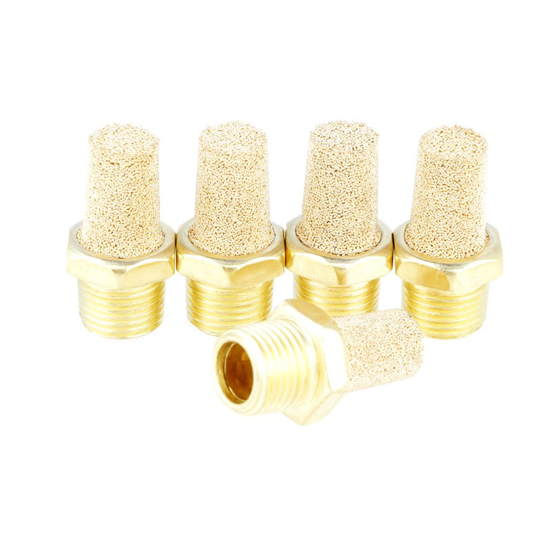 FTVOGUE Air Filter Silencer Set, G1/8 Male Thread, Sintered Brass and Iron, 25 Pieces, 0.9" Length, Pneumatic, 0-1.6MPa Working Pressure